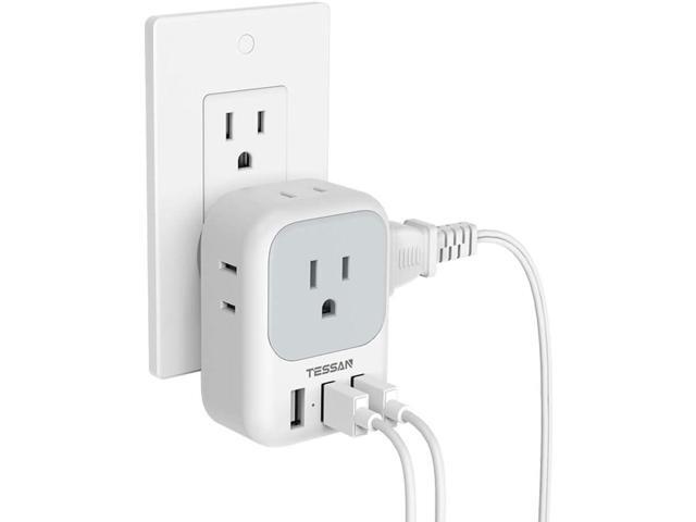 USB Charger Block, TESSAN USB Plug Adapter with Electrical 4 Box Splitter 3 USB Wall Charger Ports, Multi Plug Outlet Extender Charging for Cruise,...