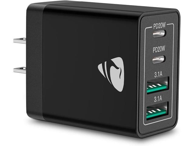 USB C Charger Block, 40W USB C Wall Charger PD+QC 3.0 Double Port Power Adapter, 4-Port Multiport Fast Charging Block Plug for iPhone 15 Plus 14 13...