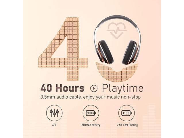 Bluetooth Headphones Over Ear, 6S Wireless Headphones Wired with 6 EQ Modes, 40 Hours Playtime Foldable HiFi Stereo Headset with Microphone, FM/TF...