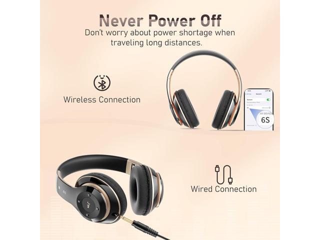 Bluetooth Headphones Over Ear, 6S Wireless Headphones Wired with 6 EQ Modes, 40 Hours Playtime Foldable HiFi Stereo Headset with Microphone, FM/TF...