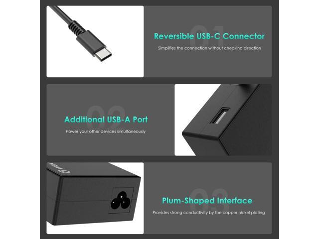 USB C Laptop Charger 100W AC Laptop Power Adapter with 12W USB A Output for MacBook ASUS Huawei Lenovo HP Dell Samsung Acer Toshiba Chromebooks and...