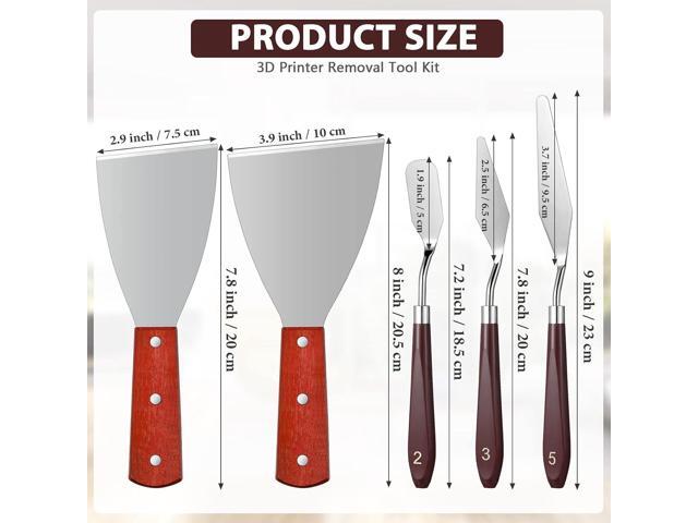 Minatee 5 Pcs 3D Printer Spatula Tool, 3D Printer Scraper Accessories Removal Tools Kit with Comfortable Grip, Scraper Stainless Steel Enhanced...