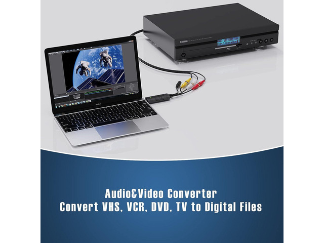 Video Capture Card Device, USB Video Capture,RCA to USB Audio Video Converter,VHS Mini DV VCR Hi8 DVD to Digital Converter for PC TV Tape Player...