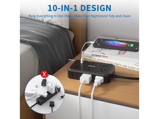 2 Pack Power Strip with 6 Outlets(2 Side) and 4 USB, NTONPOWER Flat Plug Extension Cord 5 Ft, Overload Protection, Wall Mount, Compact Size...