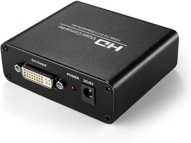 TNP HDMI to DVI Converter with Audio Out - HDMI to DVI Video Audio Adapter Sound Splitter to 3.5mm AUX Auxiliary / 2 RCA Stereo & Coaxial Output...