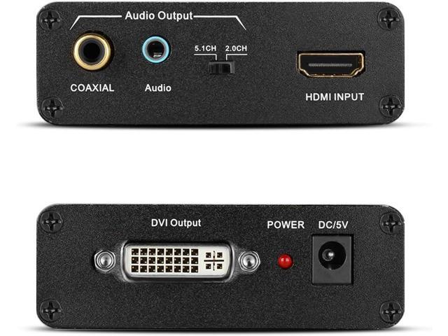 TNP HDMI to DVI Converter with Audio Out - HDMI to DVI Video Audio Adapter Sound Splitter to 3.5mm AUX Auxiliary / 2 RCA Stereo & Coaxial Output...