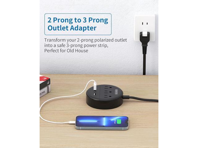 2 Prong Power Strip with 10ft Extension Cord, NTONPOWER 1875W/15A, 180° Rotating Plug, 2 Prong to 3 Prong Outlet Adapter, Wall Mountable, 3 AC...