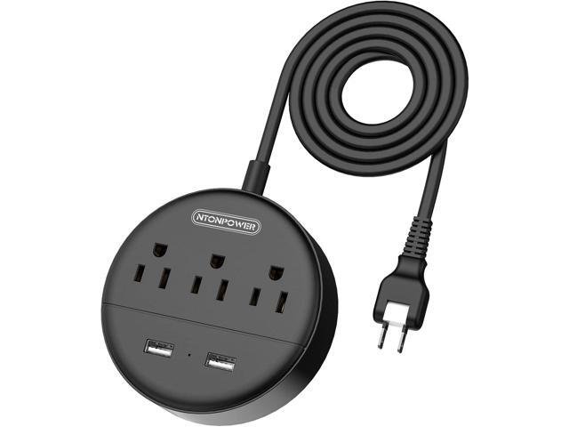 2 Prong Power Strip with 10ft Extension Cord, NTONPOWER 1875W/15A, 180° Rotating Plug, 2 Prong to 3 Prong Outlet Adapter, Wall Mountable, 3 AC...