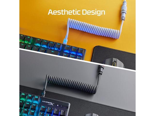 HyperX Coiled Cable - Durable Coiled Cable, Stylish Design, 5-Pin Aviator Connector, USB-C to USB-A - Red/Black
