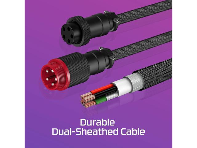 HyperX Coiled Cable - Durable Coiled Cable, Stylish Design, 5-Pin Aviator Connector, USB-C to USB-A - Red/Black