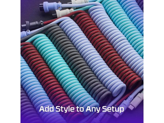 HyperX Coiled Cable - Durable Coiled Cable, Stylish Design, 5-Pin Aviator Connector, USB-C to USB-A - Red/Black