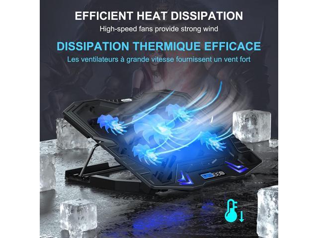 TopMate C5 12-15.6 inch Gaming Laptop Cooler Cooling Pad 5 Quiet Fans and LCD Screen 2500RPM Strong Wind Designed for Gamers and Office
