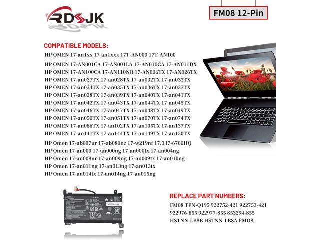 FM08 Laptop Battery for HP Omen 17-AN013TX 17-AN014TX 17-AN014NG 17-AN012DX 17-AN041NG 17-AN080NZ 17-AN001CA AN1XX HSTNN-LB8A HSTNN-LB8B 922752-421...
