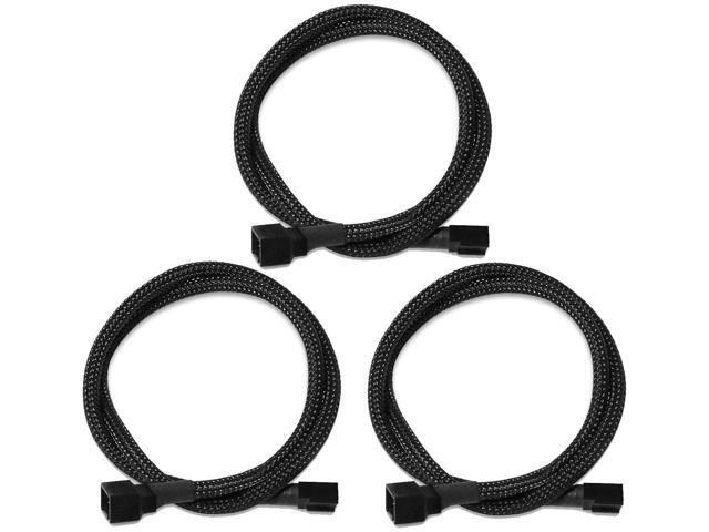 4 Pin PWM Fan Extension Cable PC Fan Power Braided Sleeved Extension Cable Adapter Case 4-Pin Cooling Fans Cable 24 inches (3 Pack)