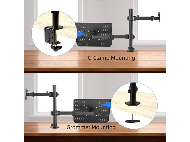Suptek Monitor and Laptop Mount Holds 13-32 inch Computer Screen,Adjustable Monitor Arm Stand with Laptop Tray for 13-27 inch,Hold 22 lbs, with...