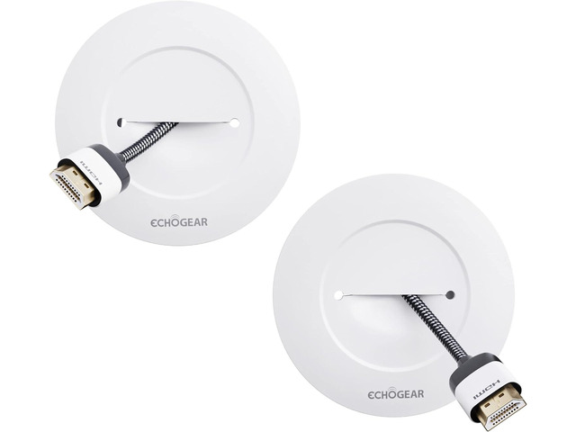 ECHOGEAR TV Cord Hider for Wall Mounted TV - White Cable Management Kit Hides TV Wires Behind The Wall- Includes 2 Pass Throughs, Locking Brackets,...