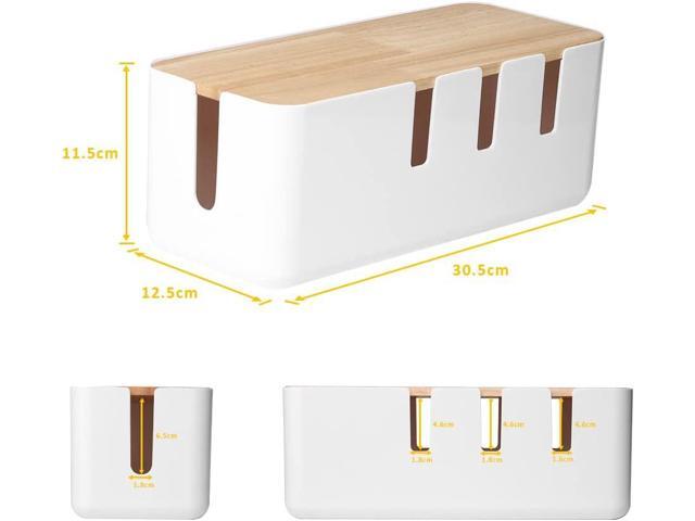 Cable Management Box by Baskiss, 12x5x4.5 inches, Wood Lid, Cord Organizer for Desk TV Computer USB Hub System to Cover and Hide & Power Strips &...