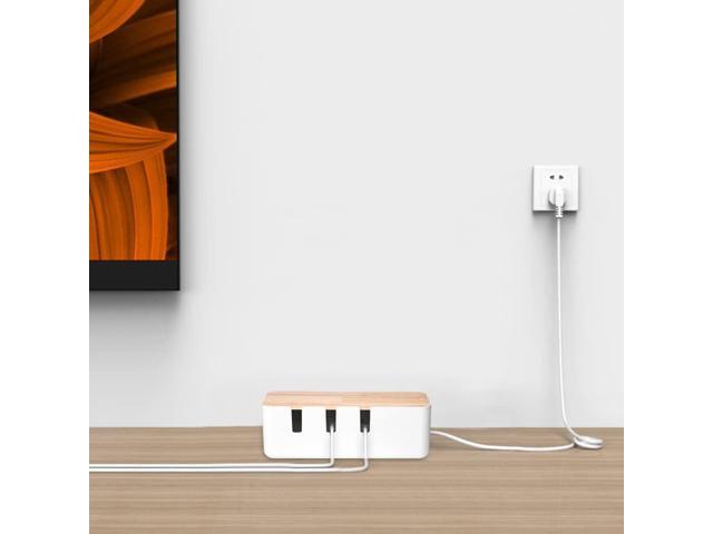 Cable Management Box by Baskiss, 12x5x4.5 inches, Wood Lid, Cord Organizer for Desk TV Computer USB Hub System to Cover and Hide & Power Strips &...