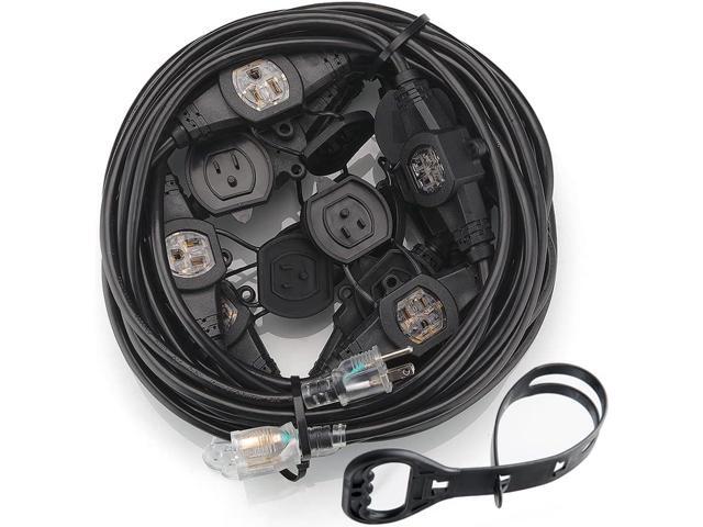 50FT 12 Gauge Cable Indoor/Outdoor Extension Cord,Multiple Evenly-Spaced Plug Eleven Outlet,Cord Sp-Litter,Ideal for Landscaping Light,Stage Back...