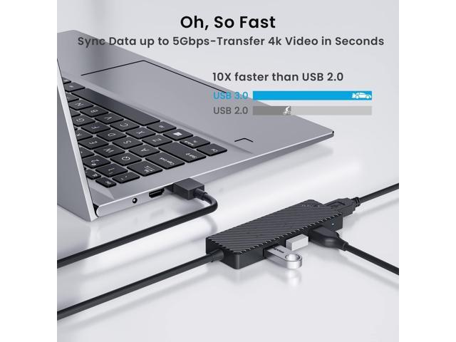 INVZI USB Hub 3.0 4-Port, Ultra Slim Data USB Splitter with 2ft Extended Cable Compatible for PC, MacBook, Mac Pro/Mini, iMac, Laptop, Surface Pro,...