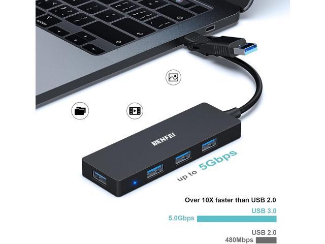 BENFEI USB 3.0 Hub, 4 Ports USB Splitter Ultra-Slim USB Expander for Mouse, Keyboard, Flash Drive, U Disk, Printer Compatible with Laptop, Desktop...