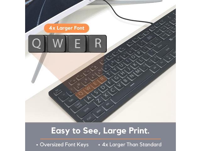 X9 Performance Large Print Keyboard and Mouse Combo - Easy to See Lighted Big Print Letters - USB Wired Backlit Keyboard and Mouse - Light Up Key...