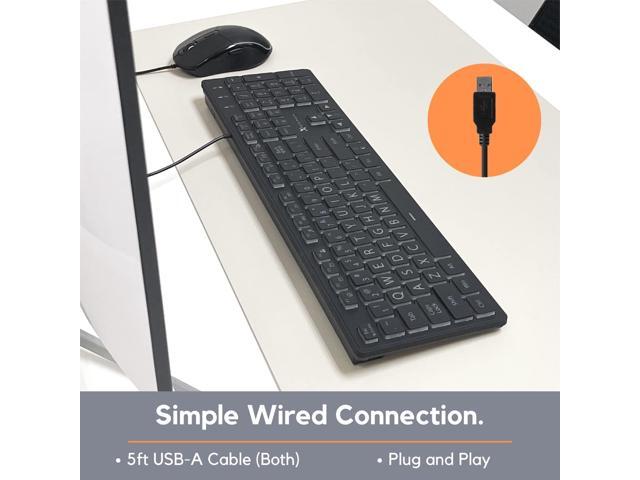 X9 Performance Large Print Keyboard and Mouse Combo - Easy to See Lighted Big Print Letters - USB Wired Backlit Keyboard and Mouse - Light Up Key...