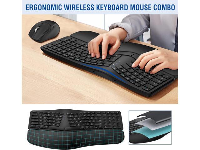 MK960 Ergonomic Wireless Keyboard Mouse Combo, Bluetooth/2.4G Split Design Keyboard with Palm Rest and 4 Level DPI Adjustable Wireless Mouse,...