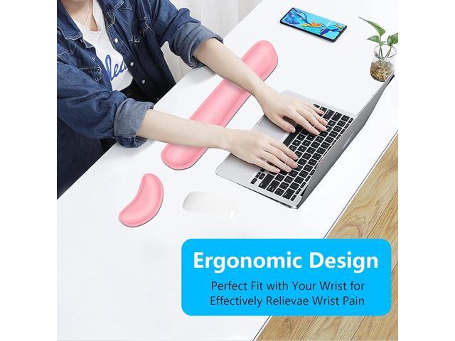 DAPESUOM Keyboard, Mouse Wrist Rest Support, Ergonomic Mouse Pad, Upgrade Cleanable PU Leather Keyboard Wrist Pillow Rest Pad, Widened Memory Foam...