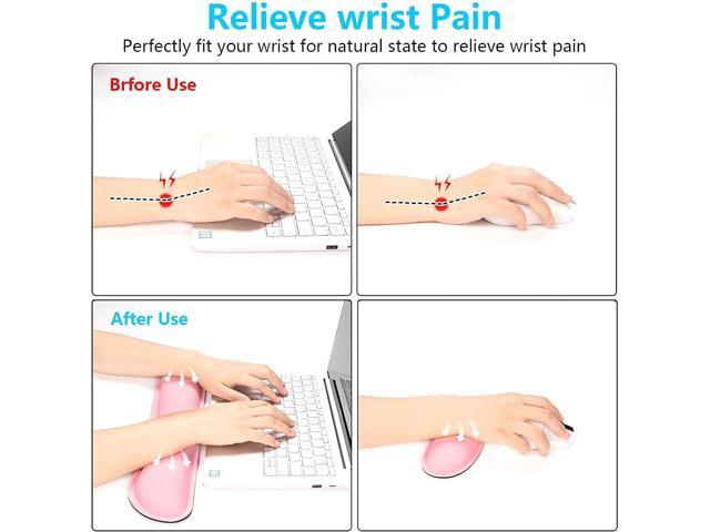 DAPESUOM Keyboard, Mouse Wrist Rest Support, Ergonomic Mouse Pad, Upgrade Cleanable PU Leather Keyboard Wrist Pillow Rest Pad, Widened Memory Foam...