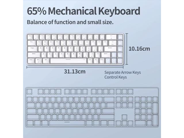 Gaming Keyboard 60 Percent, LED Backlit Ultra-Compact 68 Keys Mechanical Keyboard with Separate Arrow/Control Keys, T68SE,Blue Switch