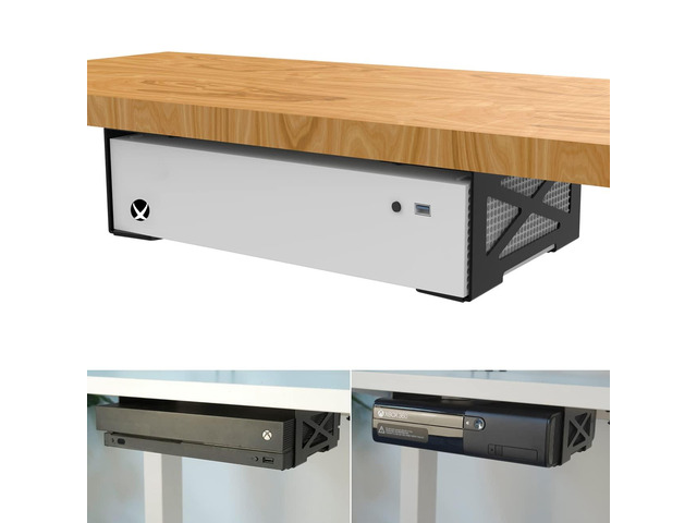 Monzlteck Universal Under Desk Metal Storage Mount for Xbox Series S/X, PS4 Slim/Pro, Compatible with CPU, UPS, Small Form Factor Desktop Tower,...