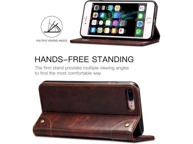 SINIANL iPhone 8 Plus Case, iPhone 7 Plus Case, Leather Wallet Folio Case Magnetic Closure Flip Cover with Stand and Credit Card Slot for iPhone 8...