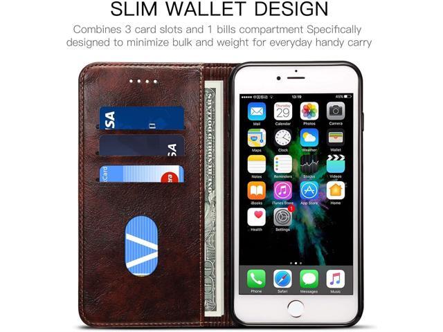 SINIANL iPhone 8 Plus Case, iPhone 7 Plus Case, Leather Wallet Folio Case Magnetic Closure Flip Cover with Stand and Credit Card Slot for iPhone 8...