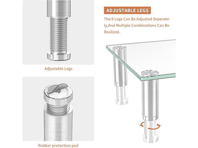 Hemudu Dual Monitor Stand -Adjustable Length and Angle Dual Monitor Riser, Desktop Organizer for PC, Computer, Laptop (Clear)