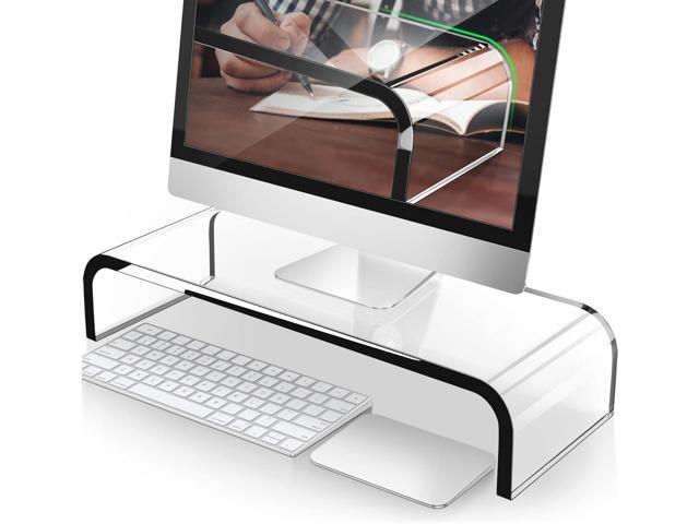 AboveTEK Premium Acrylic Monitor Stand, Large Size Monitor Riser/Clear Computer Stand for Home Office w/Sturdy Platform, Acrylic Desk Stand for. photo