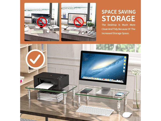 Hemudu 2 Pack Monitor Stand -3 Adjustable Height Monitor Riser, Computer Monitor Stand, Desktop Organizer, Monitor Stand Riser for PC, Computer,...