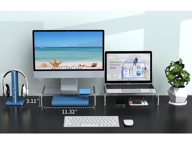 Zimilar 2 Pack Monitor Stand Riser, Acrylic Monitor Stand for Computer, Laptop, Printer, Notebook, Premium Clear Laptop Stand Acrylic Monitor Riser...