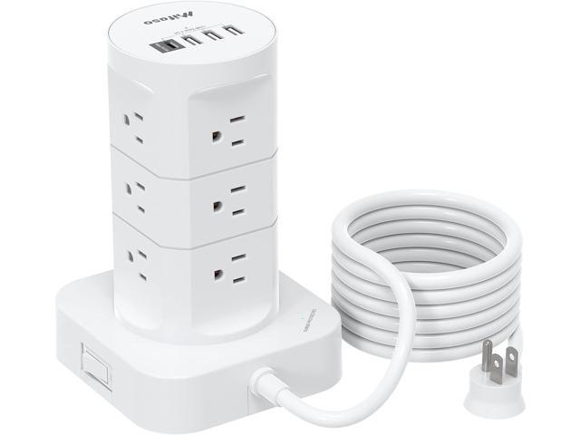 Surge Protector Power Strip Tower - 12 Widely Outlets with 4 USB Ports (1 USB C), 6FT Heavy Duty Extension Cord, Flat Multi Plug Outlet Extender...