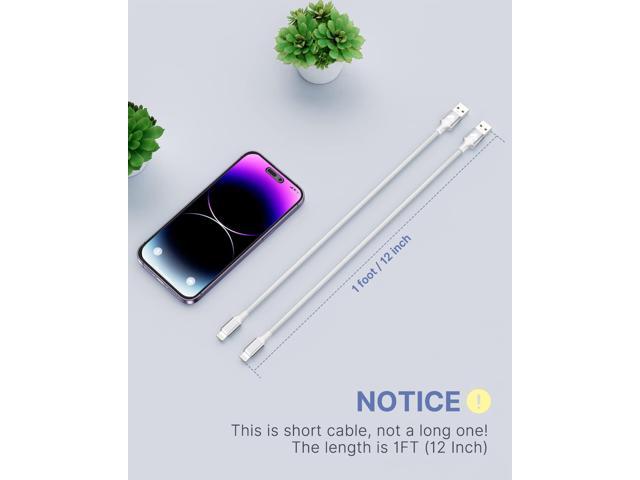 Aioneus Short iPhone Charger Cord 1ft 2Pack, Apple Certified USB A to Lightning Cable 1 Foot Nylon Braided Short iPhone Cable Fast Charging for...