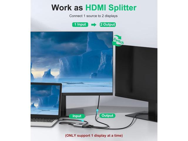 HDMI Switch 4k@60hz Splitter, GANA Aluminum Bidirectional HDMI Switcher 2 in 1 Out, Manual HDMI Hub Supports HD Compatible with Xbox PS5/4/3...