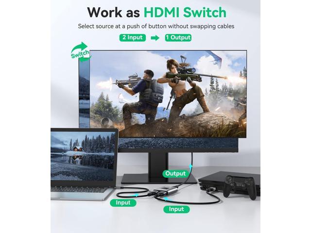 HDMI Switch 4k@60hz Splitter, GANA Aluminum Bidirectional HDMI Switcher 2 in 1 Out, Manual HDMI Hub Supports HD Compatible with Xbox PS5/4/3...
