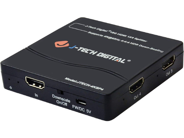 HDMI Splitter 4K 60Hz 1X4 Multi-Resolution Output (MRO) by J-Tech Digital HDMI 2