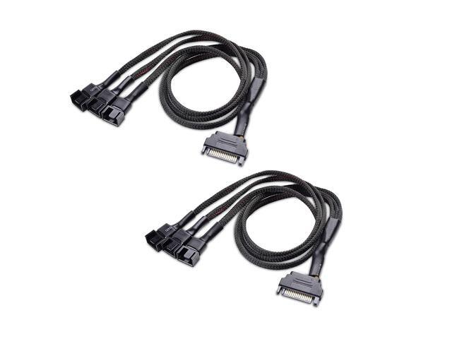 Cable Matters 2-Pack 3 Computer Case Fan Splitter Cable with SATA Power - 16 Inches