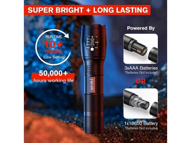 LETMY LED Tactical Flashlight S2000 [4 Pack] - High Lumens, Zoomable, 5 Modes, Waterproof Handheld LED Flashlight - Best Camping, Outdoor,...