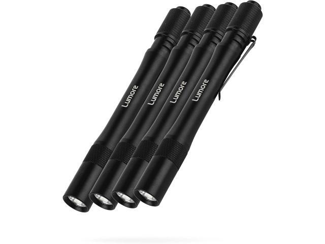LUMORE Pen Light 4 Pack 100 Lumens Each, 2 Hour Run Time, Battery Powered Handheld Flashlight, Durable & Waterproof, Perfect for EDC, Camping &...