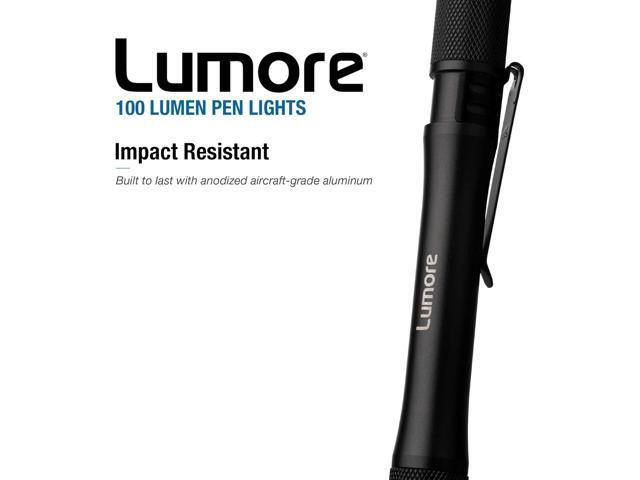 LUMORE Pen Light 4 Pack 100 Lumens Each, 2 Hour Run Time, Battery Powered Handheld Flashlight, Durable & Waterproof, Perfect for EDC, Camping &...