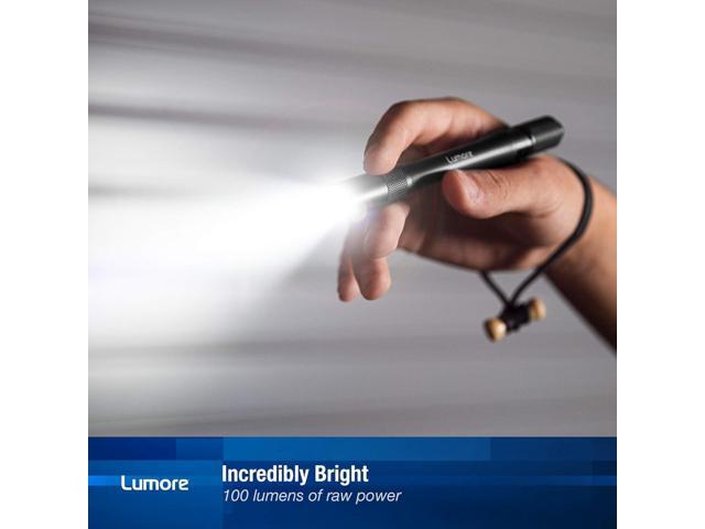 LUMORE Pen Light 4 Pack 100 Lumens Each, 2 Hour Run Time, Battery Powered Handheld Flashlight, Durable & Waterproof, Perfect for EDC, Camping &...