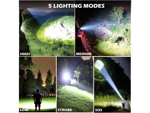 BERCOL Rechargeable LED Flashlights High Lumens, Super Bright 150000 Lumens Flashlight with 5 Modes & Waterproof, Powerful 10000mAh High Capacity...