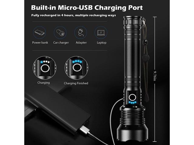 BERCOL Rechargeable LED Flashlights High Lumens, Super Bright 150000 Lumens Flashlight with 5 Modes & Waterproof, Powerful 10000mAh High Capacity...